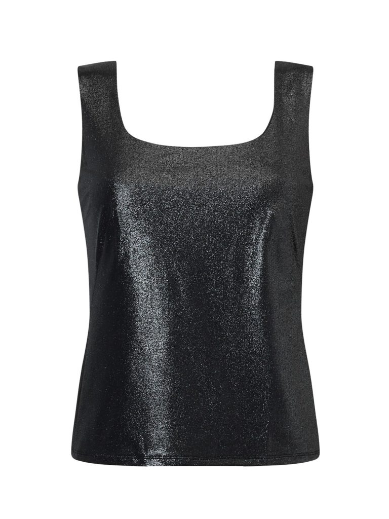 Czarny, błyszczący top bez rękawów Potis&Verso