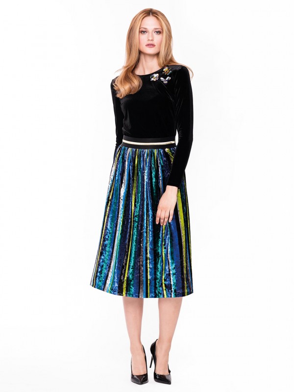 WELUROWA SPÓDNICA W PASY L'AF GARANNA