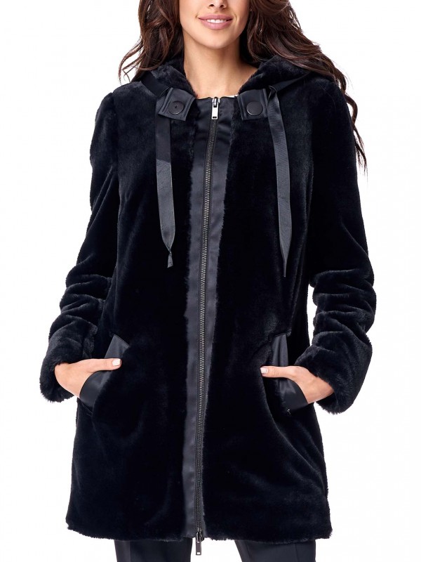 CZARNA KURTKA Z FUTERKIEM POTIS & VERSO AUBURN