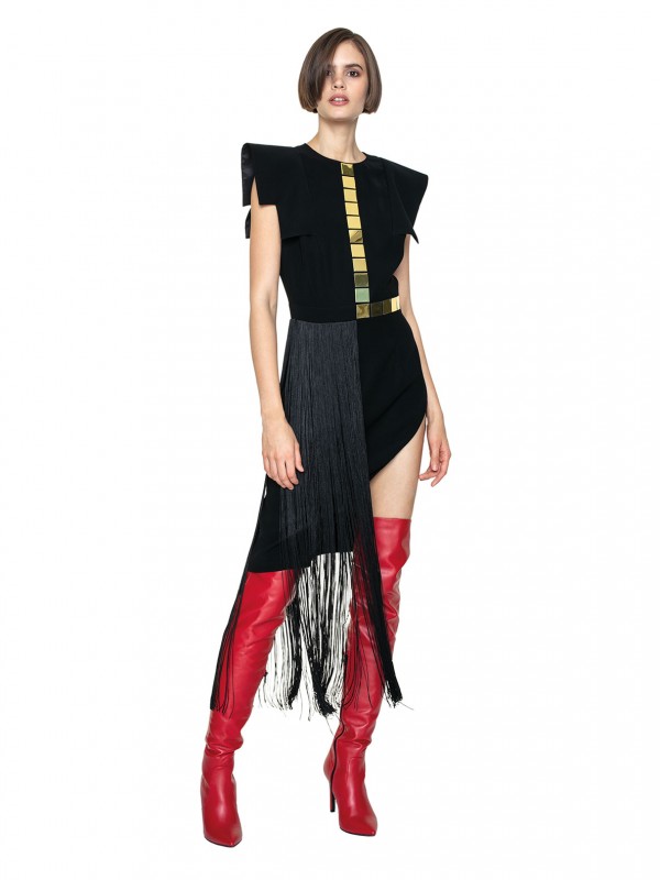 CZARNA SUKIENKA ZE ZŁOTYM ZDOBIENIEM AK KOLETA