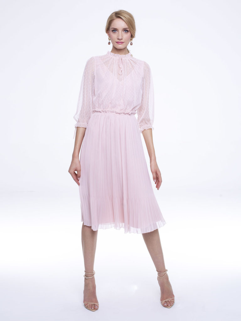 PUDROWA SUKIENKA Z ŁĄCZONYCH TKANIN L'AF FILA